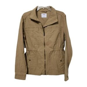 NWT Old Navy Jacket Women's Sm Tall Tan Cinched Waist Cargo Canvas Utility Coat